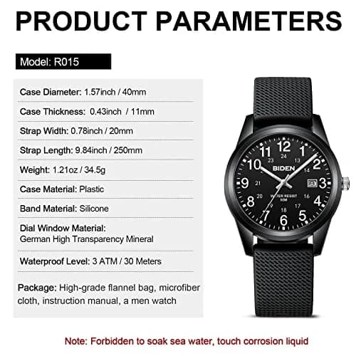 LN LENQIN Men's Analog Quartz Sports Watch 40mm (1.57 inch) | Japanese Movement, 30M Waterproof, Luminous Dial thumbnail 9
