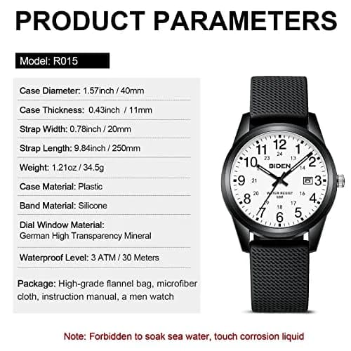 LN LENQIN Men's Analog Quartz Watch 40mm (1.57 inch) | Easy Read Military Time with Luminous Dial thumbnail 9