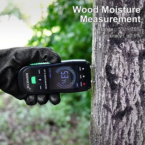RDINSCOS Digital Moisture Meter Pin-Type Wood Moisture Detector 12mm Deep | 4 Modes for Wood, Drywall, Concrete thumbnail 2
