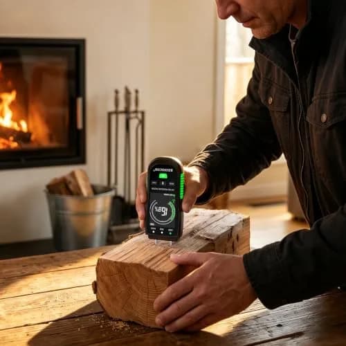 RDINSCOS Digital Moisture Meter Pin-Type Wood Moisture Detector 12mm Deep | 4 Modes for Wood, Drywall, Concrete thumbnail 3