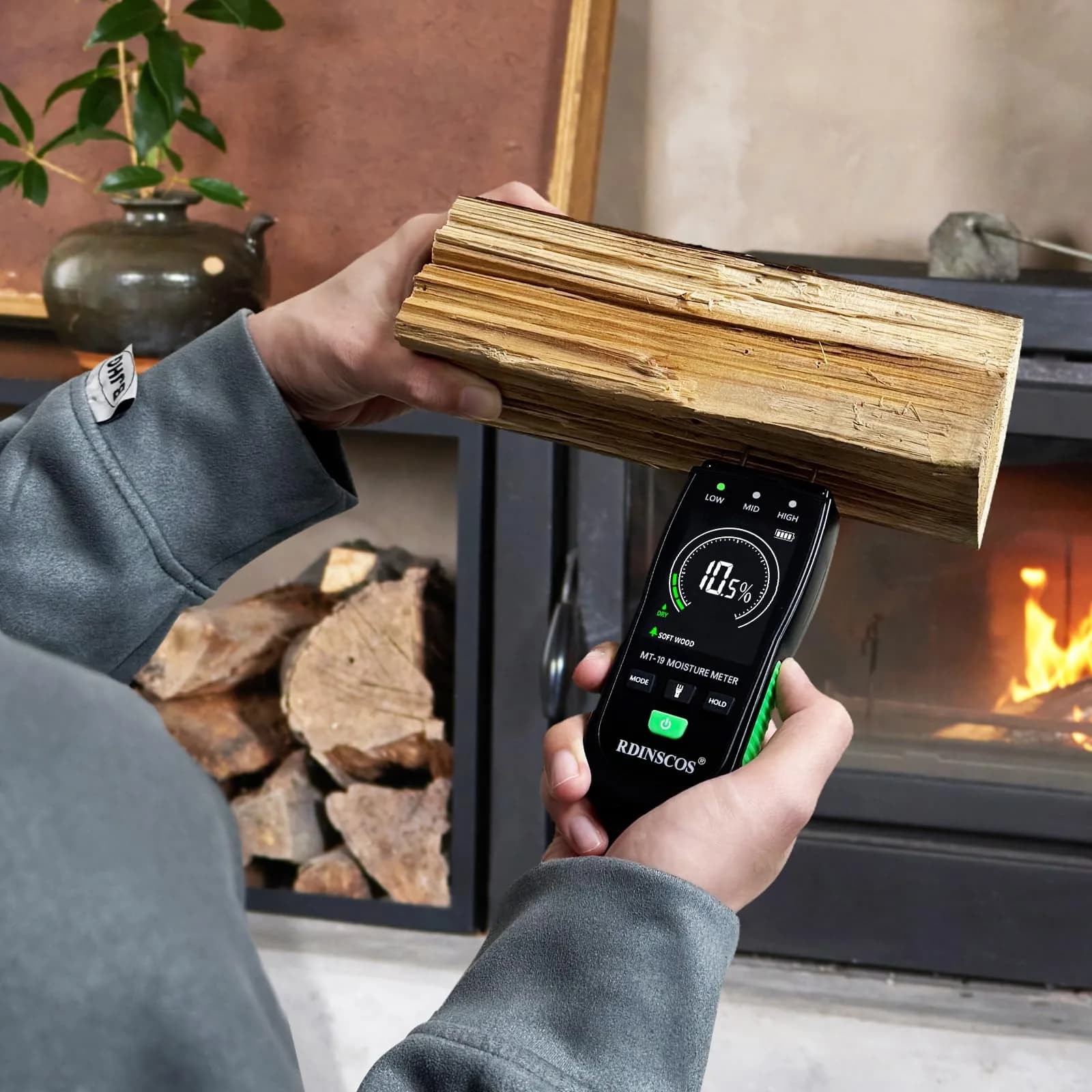 RDINSCOS Digital Moisture Meter Pin-Type Wood Moisture Detector 12mm Deep | 4 Modes for Wood, Drywall, Concrete - view 4