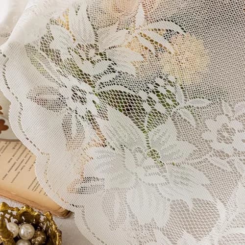 WUBODTI Vintage Sheer Voile Valance Curtains Floral Embroidery Lace Window Valances for Kitchen & Dining (White, 63" W x 24" L) thumbnail 7