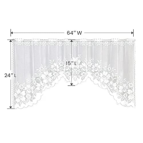 WUBODTI Vintage Sheer Voile Valance Curtains Floral Embroidery Lace Window Valances for Kitchen & Dining (White, 63" W x 24" L) thumbnail 9