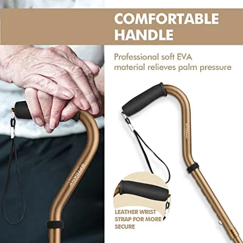 GPTCAMP Quad Base Walking Cane 79-92cm (31-36") | Self-Standing Offset Stick for Seniors thumbnail 4