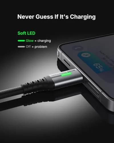 INIU 240W USB C to USB C Cable, [6.6ft+6.6ft] Fast Charging Type C Cord thumbnail 5