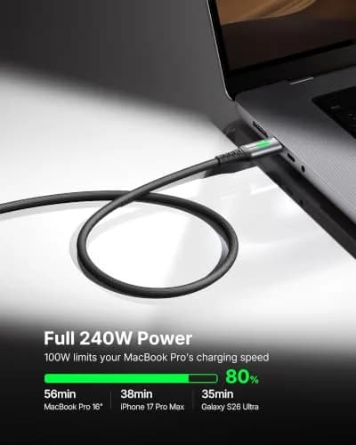INIU 240W USB C to USB C Cable, [6.6ft+6.6ft] Fast Charging Type C Cord thumbnail 2