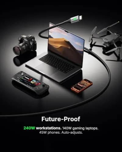 INIU 240W USB C to USB C Cable, [6.6ft+6.6ft] Fast Charging Type C Cord thumbnail 3