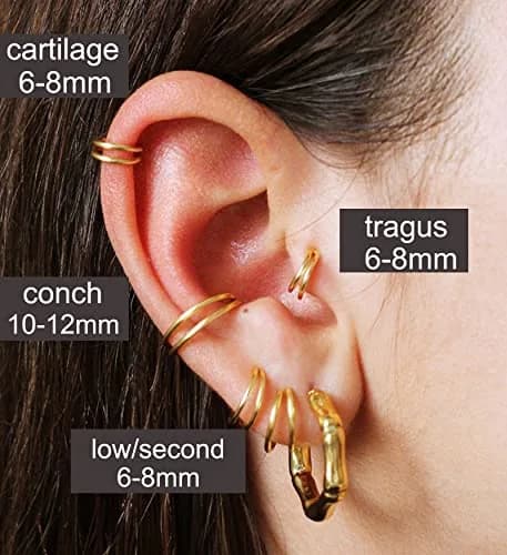 MODRSA Double Hoop Nose Ring - Gold 18g, 8mm Cartilage & Helix Hoops thumbnail 4