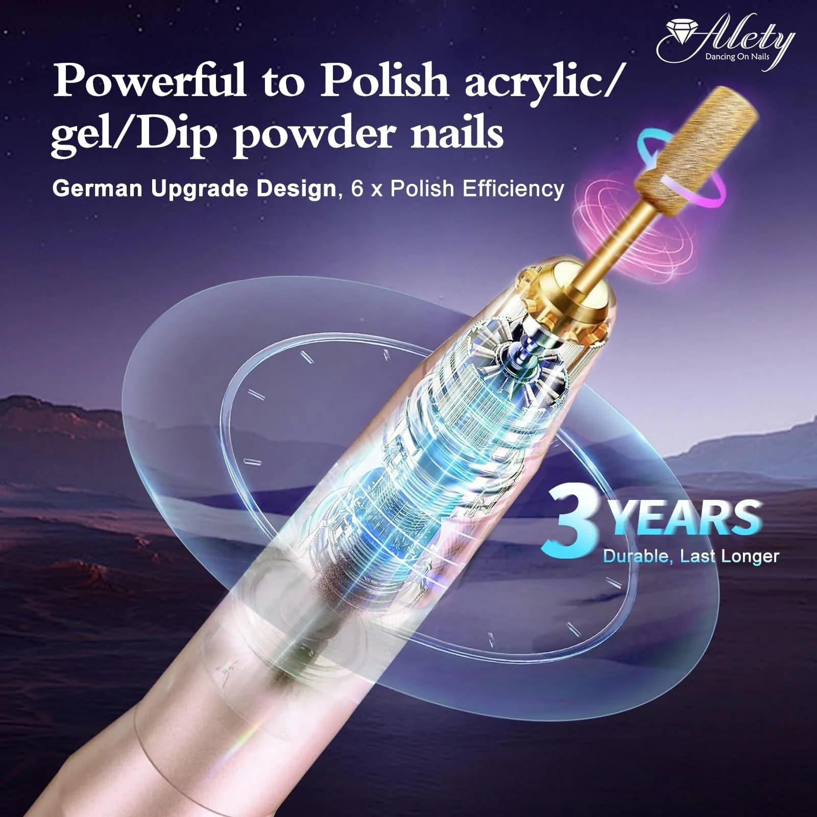 Alety Gold Professional Nail Drill Kit with USB Power | Precision Efile Manicure Pedicure Tool - view 3