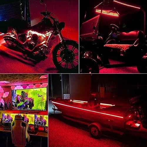 echosari Red LED Strip Lights with Remote, 9.8ft (3m) 90LED - Battery Operated, 8 Modes, Dimmable, Timer, Self-Adhesive thumbnail 4
