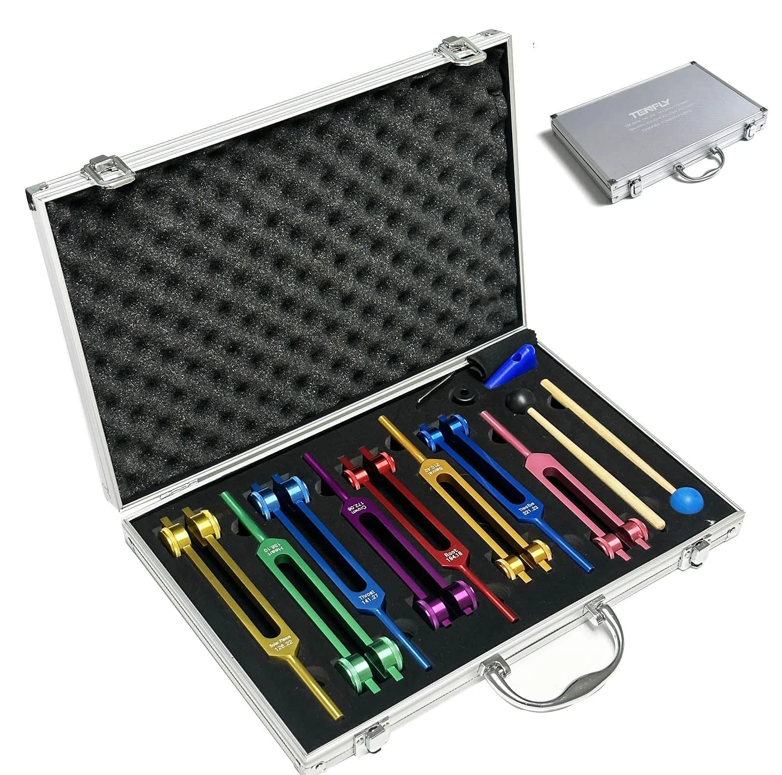 TENFLY Chakra Tuning Forks Set for Healing, 8 Weighted Aluminum Forks with Gift Box | Accurate Frequencies for Meditation & Sound Therapy - main product image