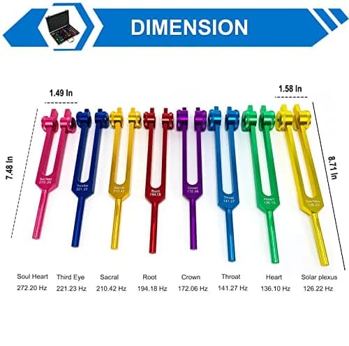 TENFLY Chakra Tuning Forks Set for Healing, 8 Weighted Aluminum Forks with Gift Box | Accurate Frequencies for Meditation & Sound Therapy thumbnail 4