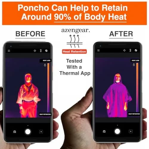 aZengear Emergency Survival Foil Poncho 4 Pack | Reversible Thermal Mylar Orange thumbnail 4