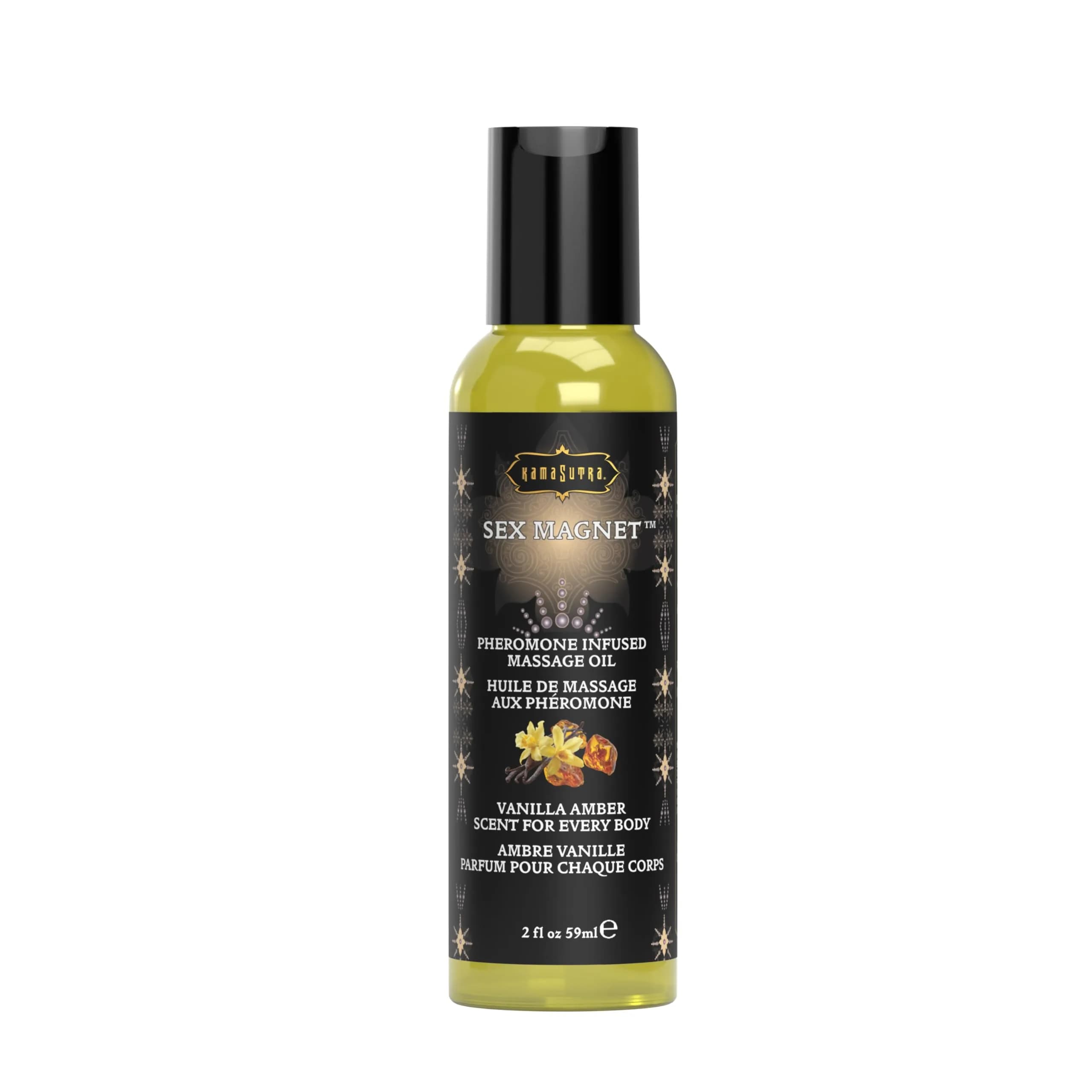 KAMA SUTRA Sex Magnet Pheromone Massage Oil Leather- 2 Fl Oz | Bold Leather Scent for Intimate Confidence