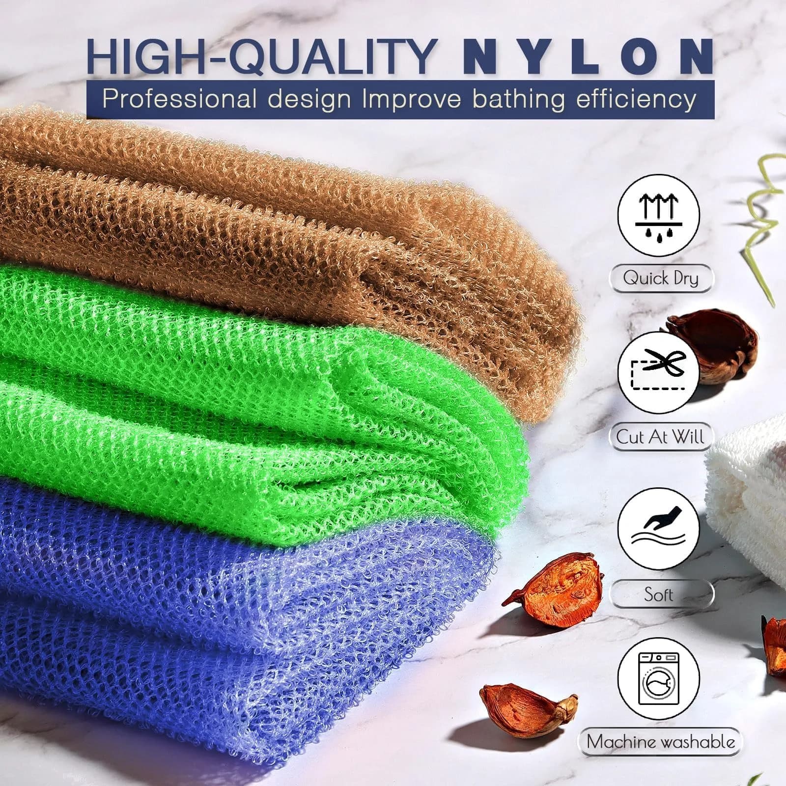 UJFQBH African Net Sponge 3 Pack - Brown, Blue & Green | Deep Cleansing & Gentle Exfoliation - view 4