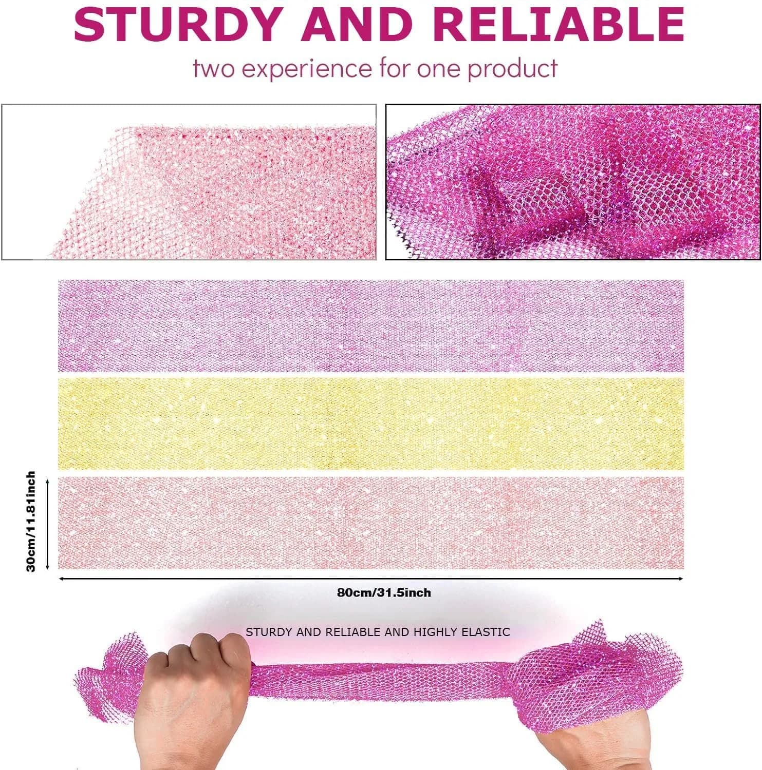 UJFQBH African Net Sponge 3 Pack - Bright Yellow, Pink, Purple | Deep Cleansing & Gentle Exfoliation - view 3