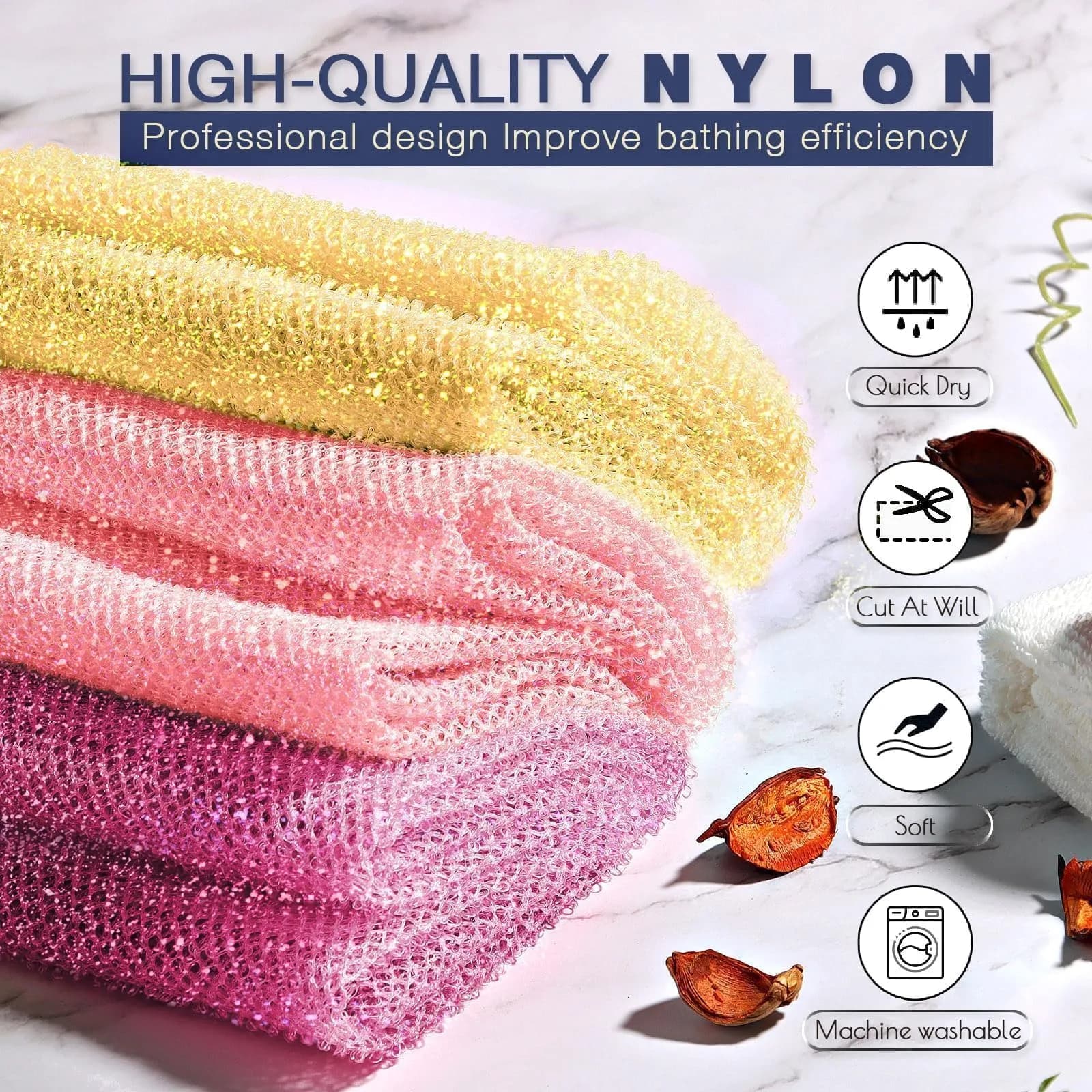 UJFQBH African Net Sponge 3 Pack - Bright Yellow, Pink, Purple | Deep Cleansing & Gentle Exfoliation - view 4