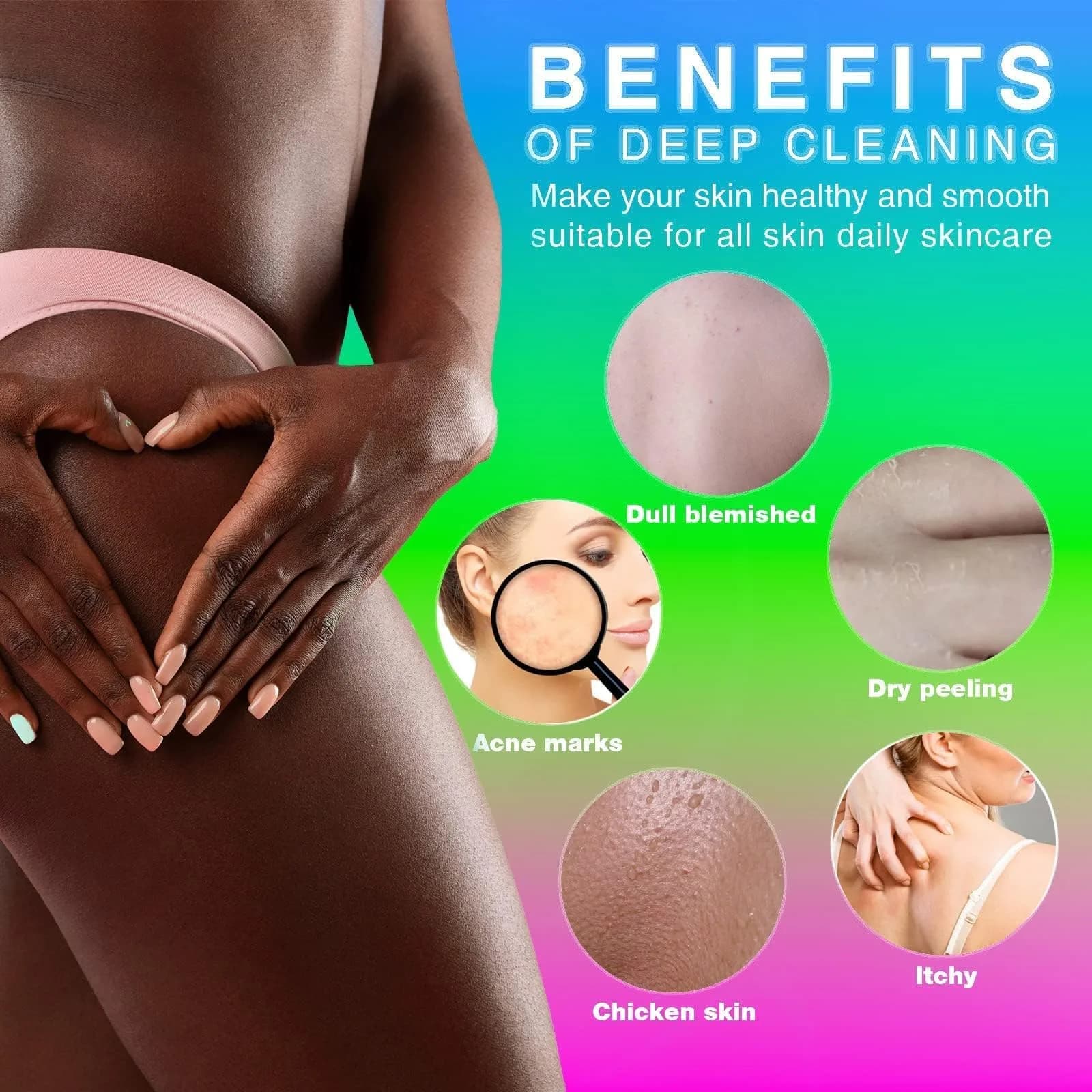UJFQBH African Net Sponge 3 Pack - Rose Red, Blue, Green | Deep Cleansing & Gentle Exfoliation - view 4