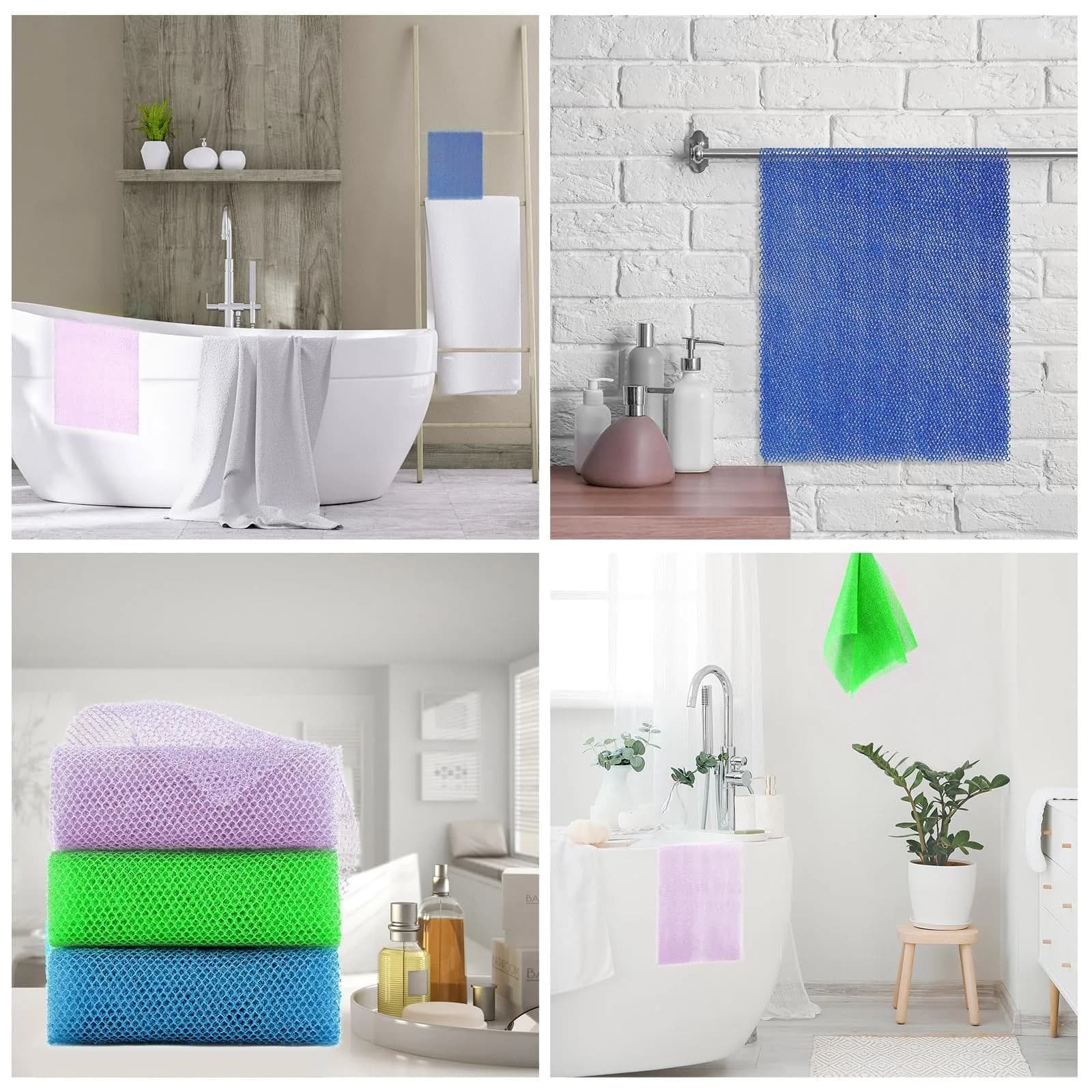 UJFQBH African Exfoliating Net Bath Sponge 80cm (31.4in) | Vibrant 3-Pack for Daily Use - view 7