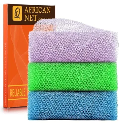 UJFQBH African Exfoliating Net Bath Sponge 80cm (31.4in) | Vibrant 3-Pack for Daily Use thumbnail 1