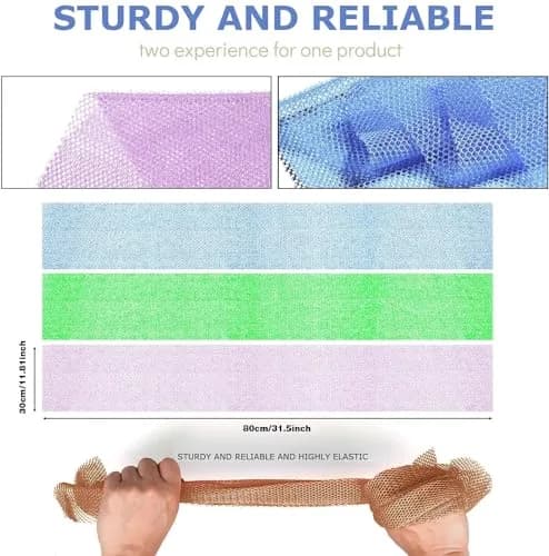 UJFQBH African Exfoliating Net Bath Sponge 80cm (31.4in) | Vibrant 3-Pack for Daily Use thumbnail 3