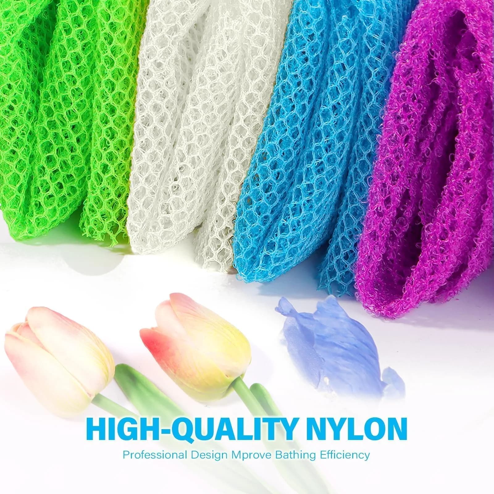 UJFQBH 4-Piece African Net Sponge Set: Purple, Blue, Green, White | Deep Cleansing & Exfoliation - view 4