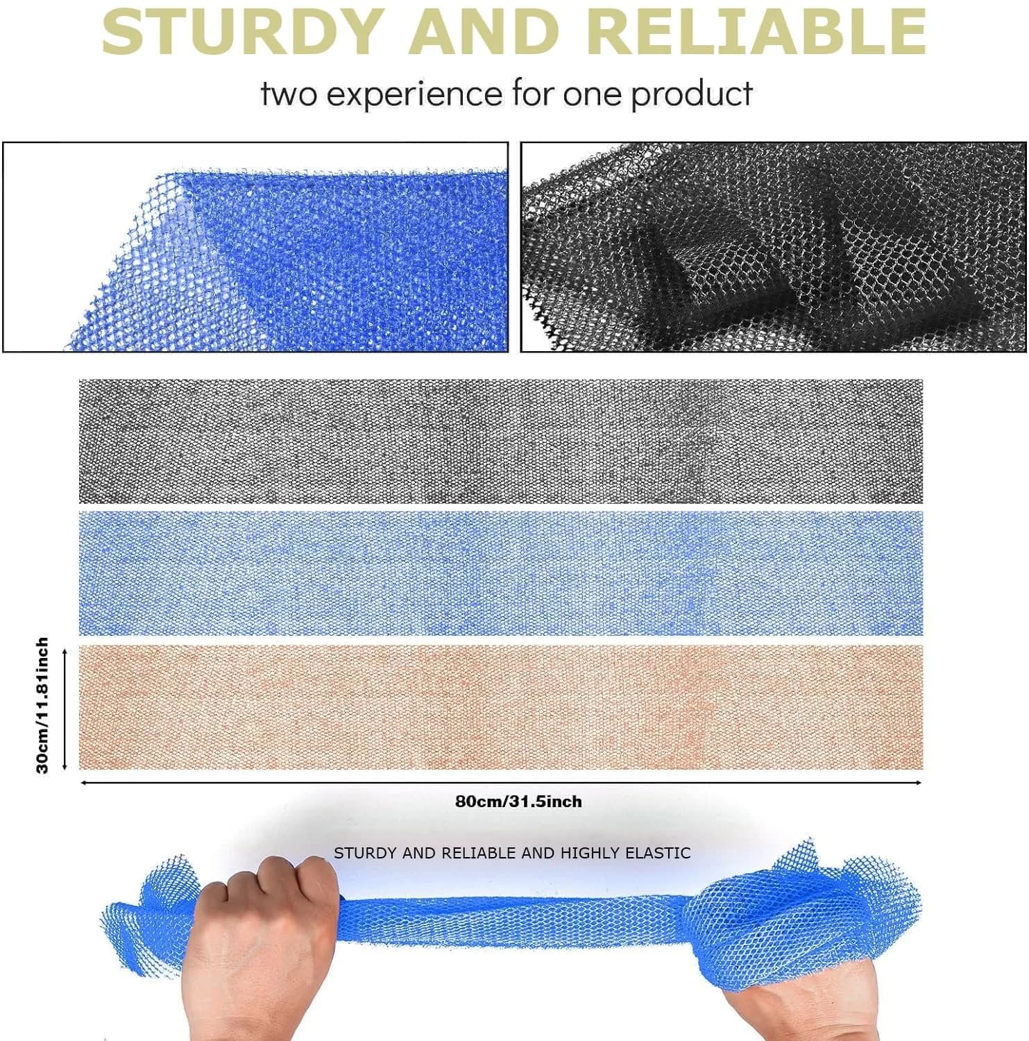 UJFQBH African Net Bath Sponge 30 cm (11.8 in) | Exfoliating Shower Body Scrubber for Back and Daily Use - view 3