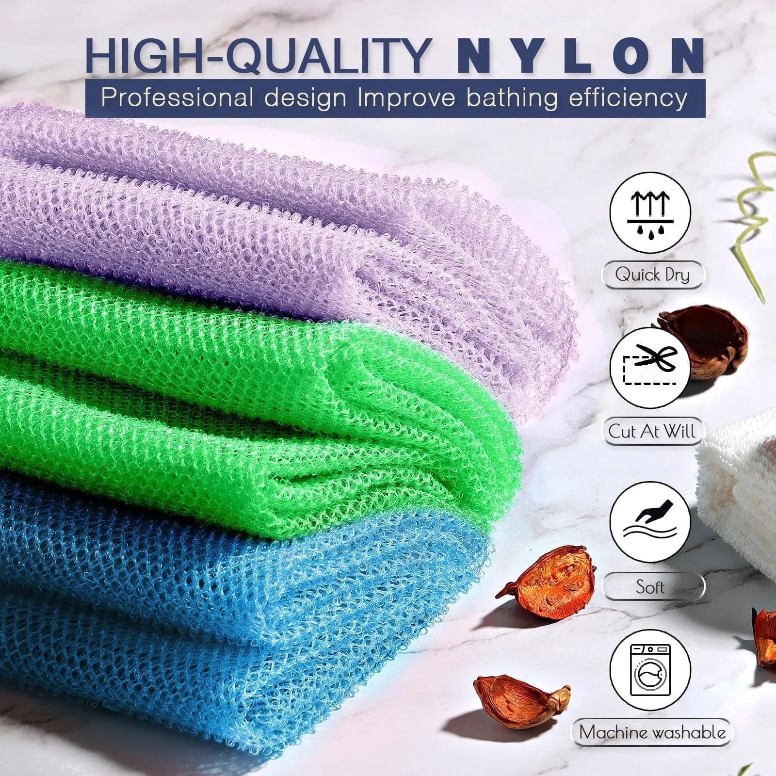 UJFQBH African Bath Sponge 3-Pack | Exfoliating Net Scrubber for Daily Use - view 4