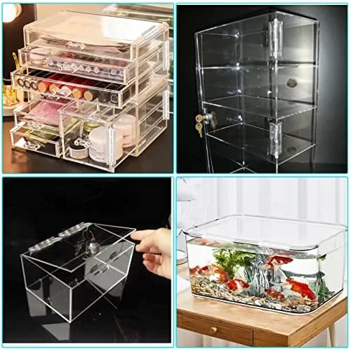 Sliverdew Acrylic Continuous Hinges 100x42mm (3.94x1.65 inches) | Transparent Self-Adhesive Folding Hinge for Cabinets, Drawers, DIY thumbnail 5