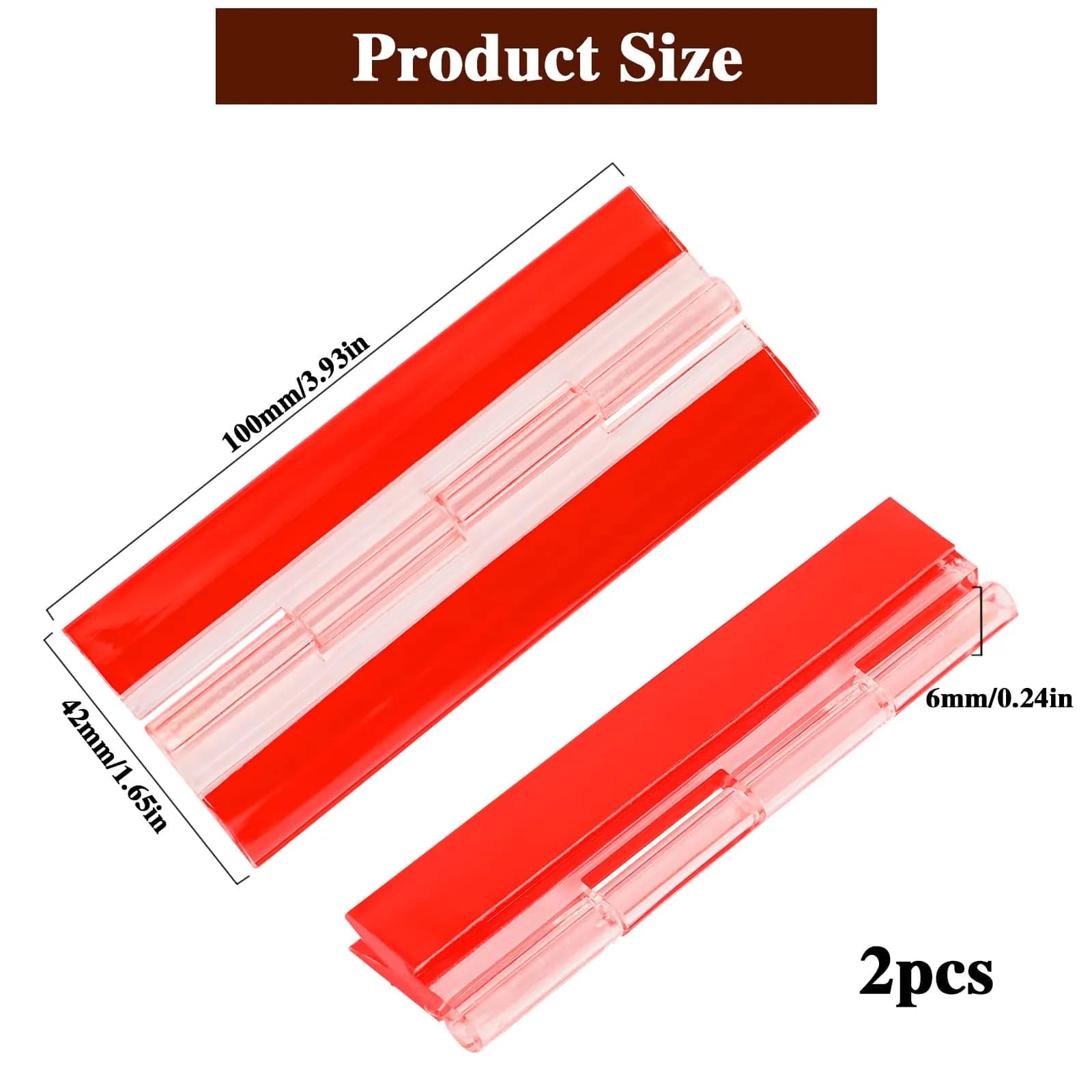 Sliverdew Transparent Acrylic Piano Hinges 100 x 42 mm (2-Pack) | Self-Adhesive Cabinet Door Hinges - view 2