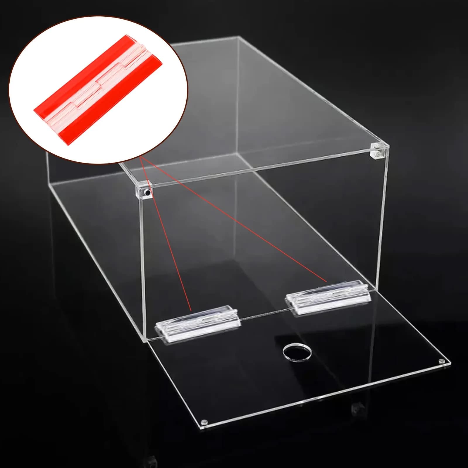 Sliverdew Transparent Acrylic Piano Hinges 100 x 42 mm (2-Pack) | Self-Adhesive Cabinet Door Hinges - view 4