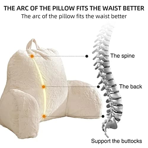 Aimuan Reading Pillow Bed Rest Wedge Large Adult Backrest Pillow with Arms Sitting in Bed Cushion Incline Rest Sleeping Pillow for Watching TV/Gaming/Relaxing, Ivory Large thumbnail 5