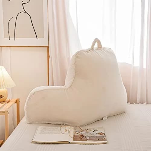 Aimuan Reading Pillow Bed Rest Wedge Large Adult Backrest Pillow with Arms Sitting in Bed Cushion Incline Rest Sleeping Pillow for Watching TV/Gaming/Relaxing, Ivory Large thumbnail 2