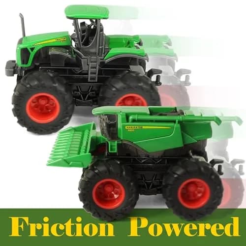 KARMOUNT Combine Harvester Tractor Set | 4PCS Farm Toy Truck with Rubber Tires thumbnail 7