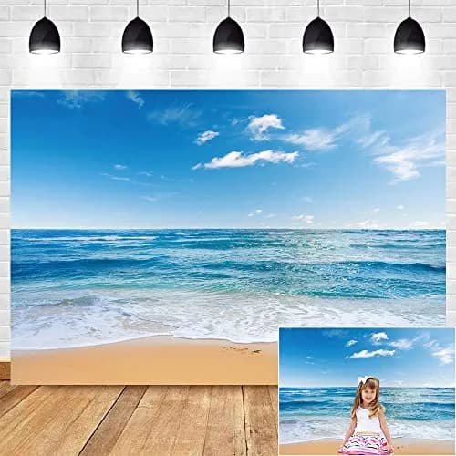 Yongqian Polyester Backdrop 7x5ft | Blue Sky Ocean Party Decoration thumbnail 1
