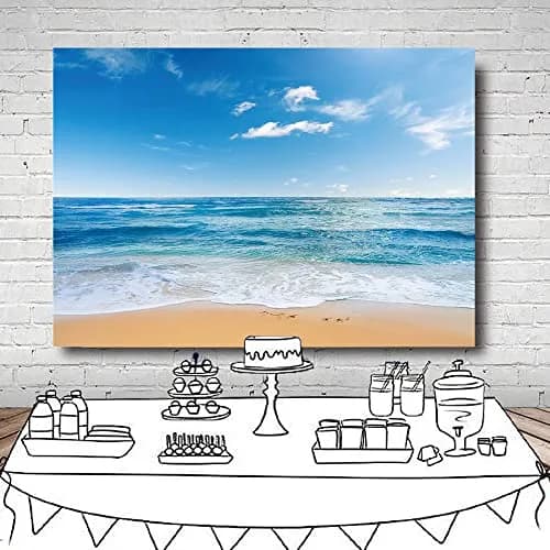 Yongqian Polyester Backdrop 7x5ft | Blue Sky Ocean Party Decoration thumbnail 7