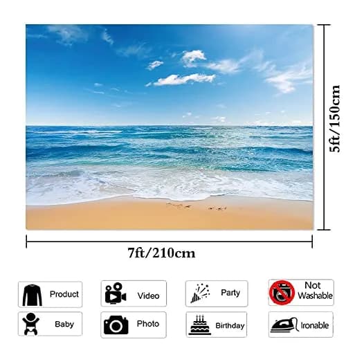 Yongqian Polyester Backdrop 7x5ft | Blue Sky Ocean Party Decoration thumbnail 3