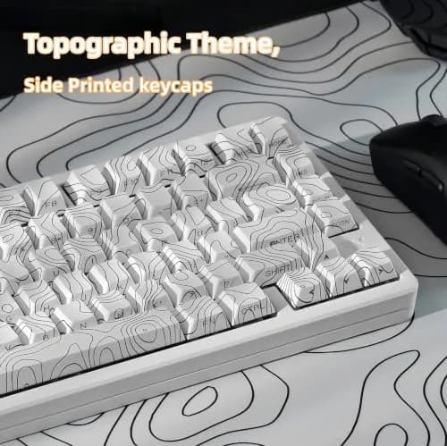 dagaladoo White Topographic Double Shot PBT Keycaps Set | 132 Keys Cherry Profile for Gateron MX Switches thumbnail 5