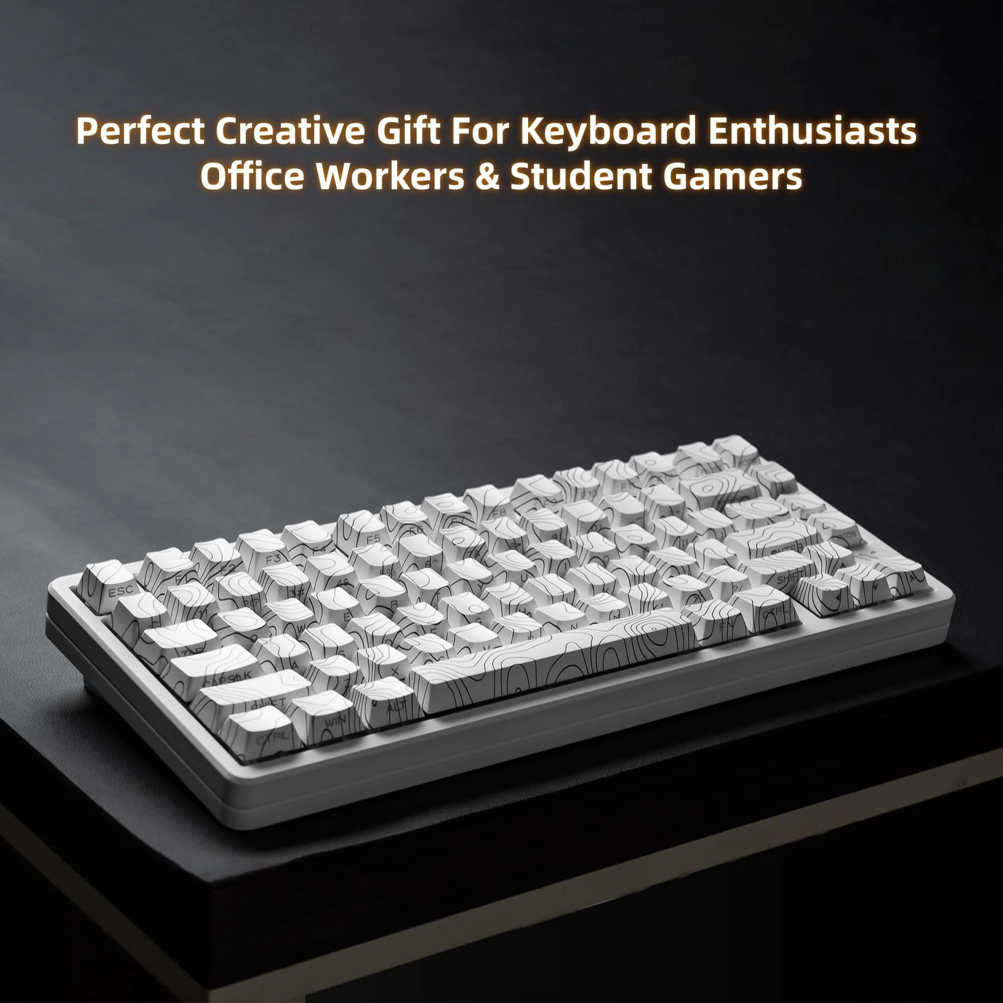 dagaladoo White Topographic Double Shot PBT Keycaps Set | 132 Keys Cherry Profile for Gateron MX Switches - view 6