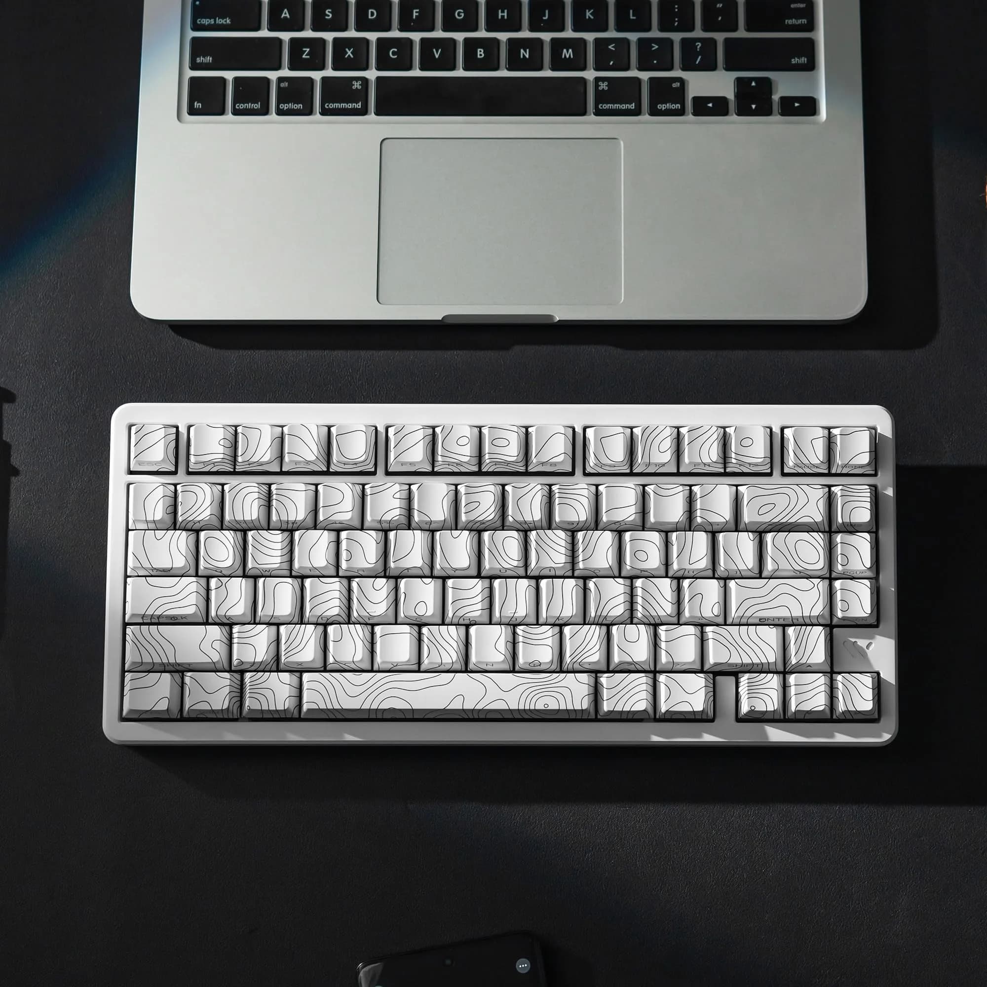 dagaladoo White Topographic Double Shot PBT Keycaps Set | 132 Keys Cherry Profile for Gateron MX Switches - view 7