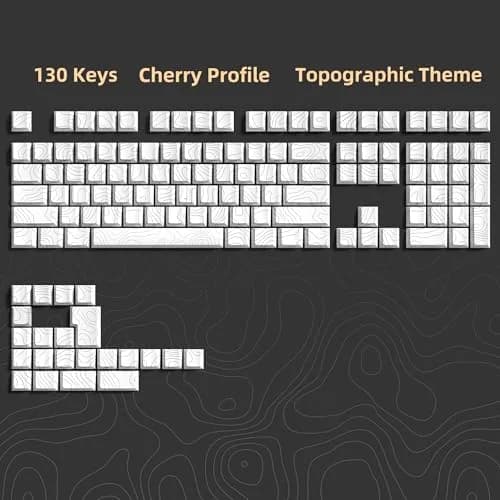 dagaladoo White Topographic Double Shot PBT Keycaps Set | 132 Keys Cherry Profile for Gateron MX Switches thumbnail 2