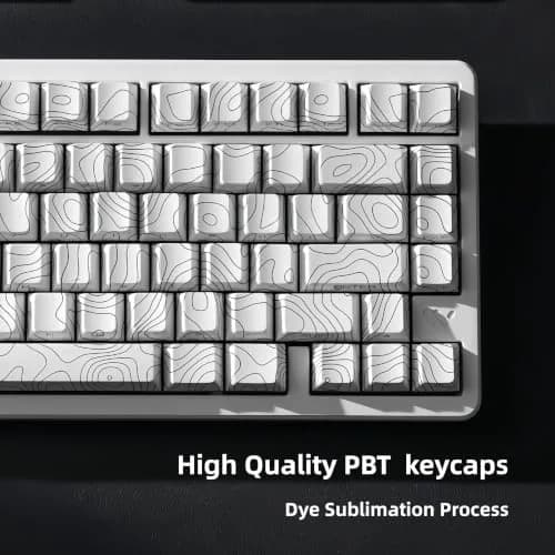 dagaladoo White Topographic Double Shot PBT Keycaps Set | 132 Keys Cherry Profile for Gateron MX Switches thumbnail 3