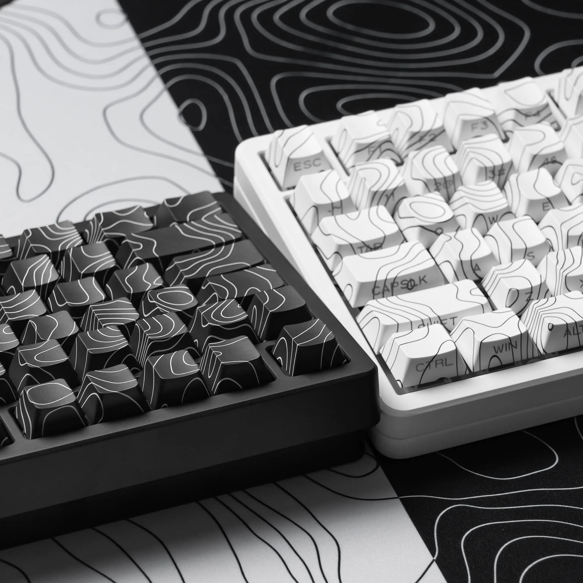 dagaladoo White Topographic Double Shot PBT Keycaps Set | 132 Keys Cherry Profile for Gateron MX Switches - view 4