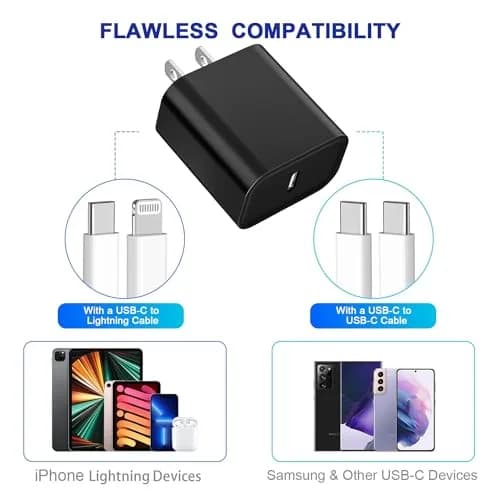 DelTucci 3Pack USB C Wall Chargers 20W | Fast Charging for iPhone & Android (70-120c) thumbnail 4