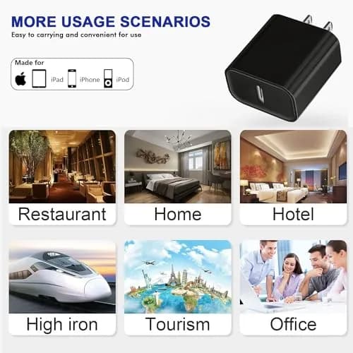 DelTucci 3Pack USB C Wall Chargers 20W | Fast Charging for iPhone & Android (70-120c) thumbnail 7