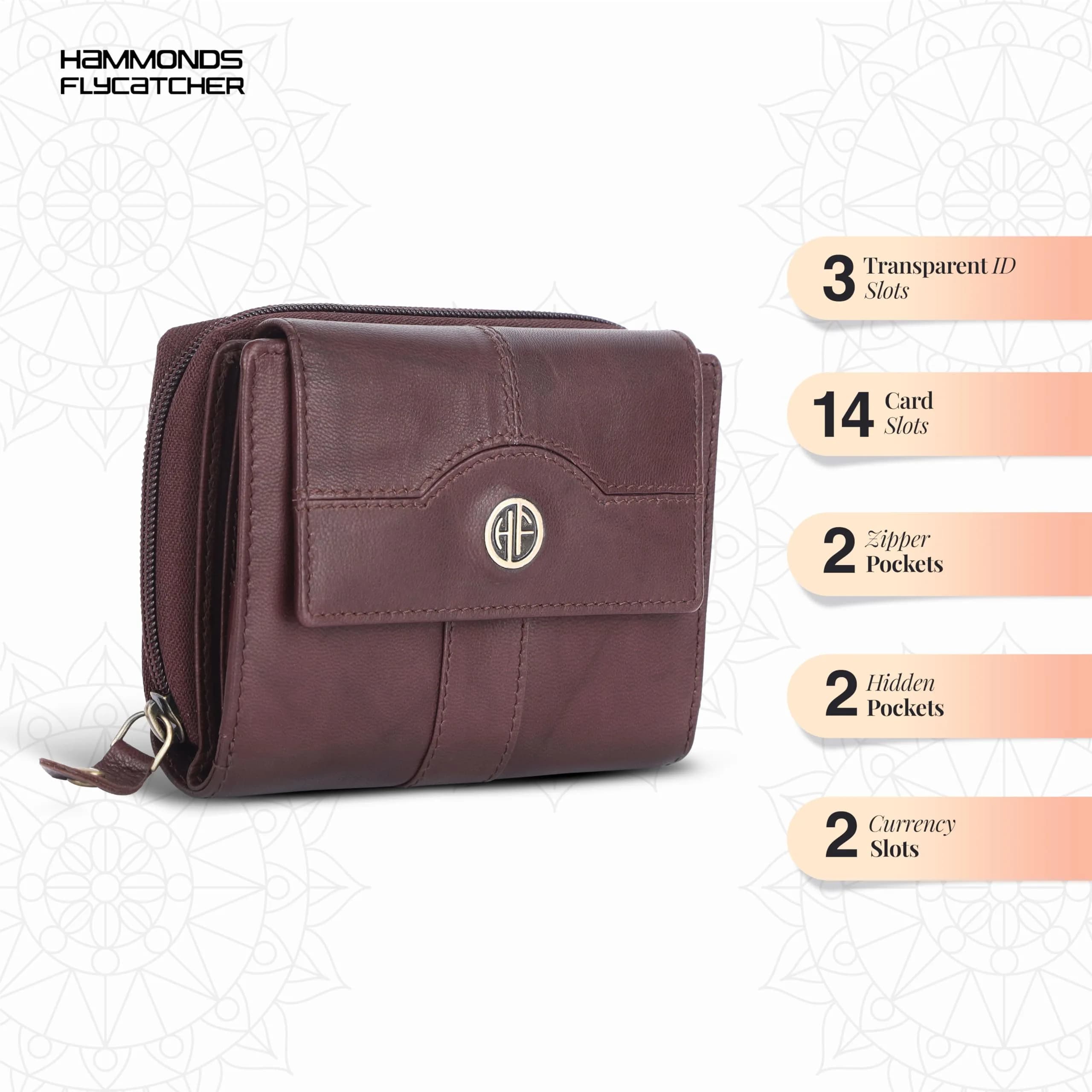 HAMMONDS FLYCATCHER Genuine Leather Wallet for Women | 12.5 cm (4.9 in) x 10 cm (3.9 in) x 3 cm (1.2 in) - view 2