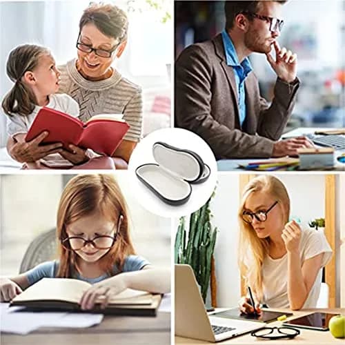 WANGFUFU Portable Glasses Case - Double Layer Holder for 2 Pair of Glasses | Compact, Dual Layer, Red/Black thumbnail 9