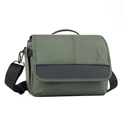 Besnfoto Army Green Retro Camera Bag | Waterproof Messenger Crossbody Case for DSLR Mirrorless Cameras (20cm x 13cm x 20cm) thumbnail 1