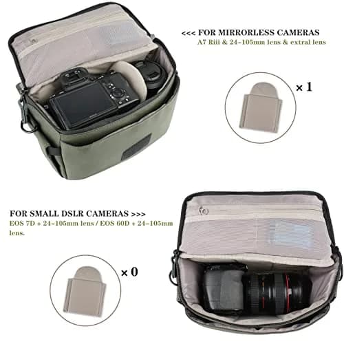 Besnfoto Army Green Retro Camera Bag | Waterproof Messenger Crossbody Case for DSLR Mirrorless Cameras (20cm x 13cm x 20cm) thumbnail 2