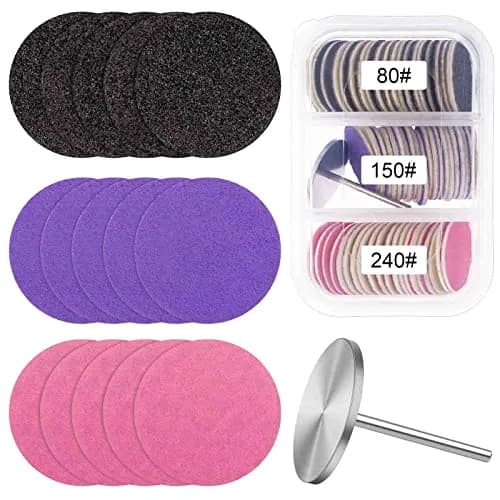 Difenni Metal Nail Drill Bit with Sandpaper Discs 25mm | 60-Piece Set for Manicure Pedicure thumbnail 1